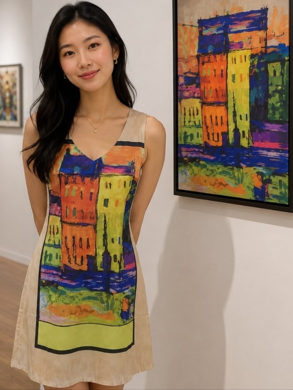 Sweet Miss NWT Size Small Feels Like SILK Vibrant Foreign City Scene Size Small